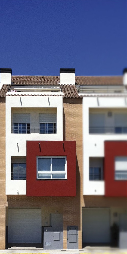 Fachada de las 38 viviendas del Sector Gaianes en Carcaixent